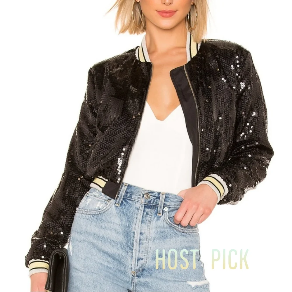 Lovers + Friends Ryder Bomber Sequin Jacket